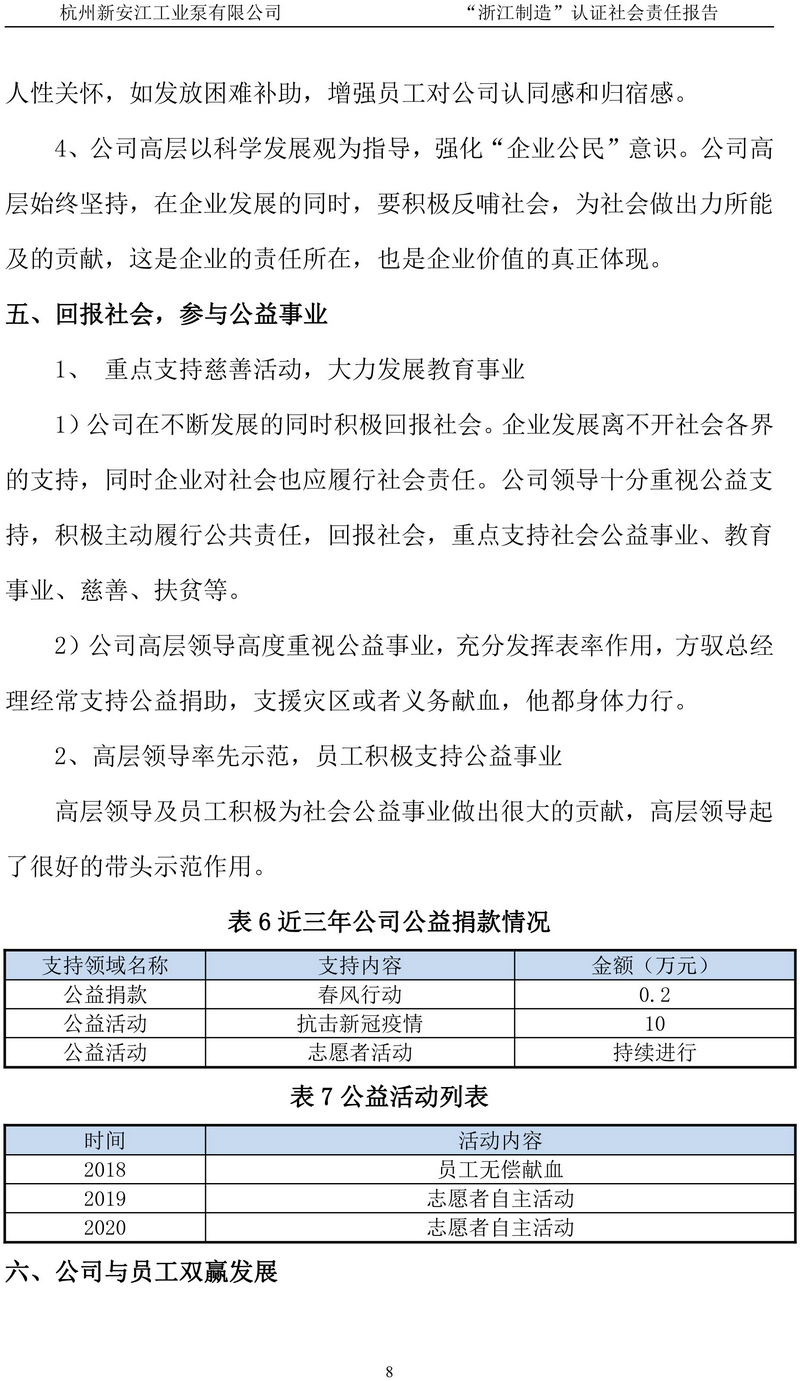 杭州新安江工業(yè)泵有限公司社會責任報告-9