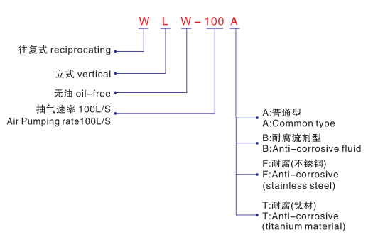 WLW無油立式真空泵-型號(hào)說明